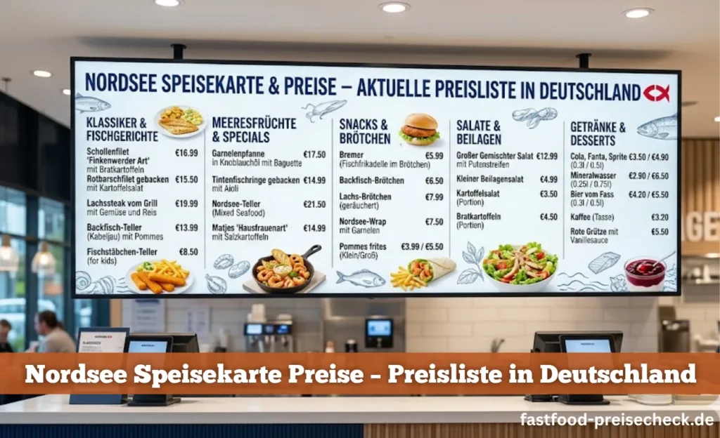 Nordsee menu Preise in Deutschland